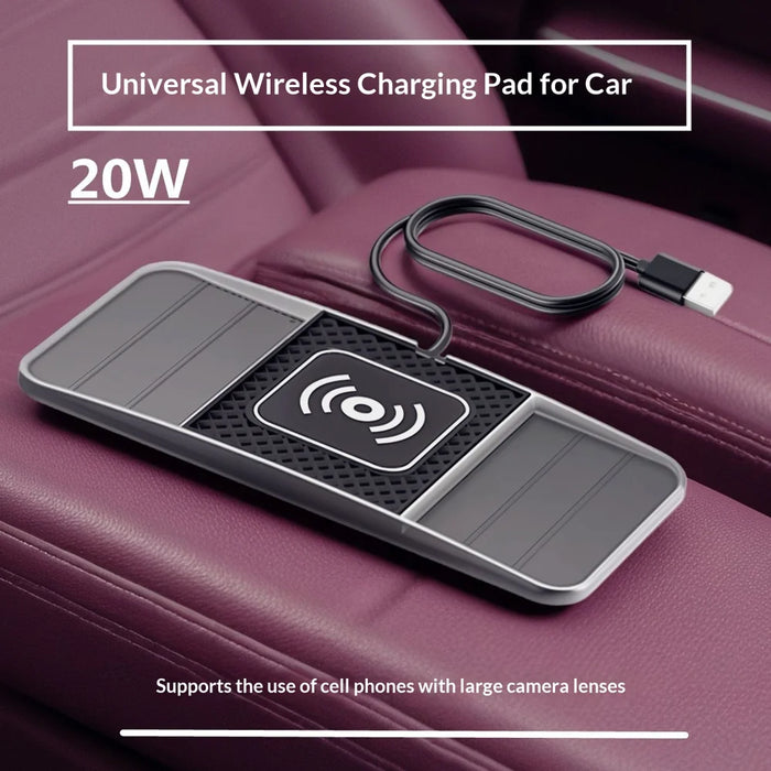 20W Fast Charging Anti-Slip Mat Car Wireless Charger Pad Universal Phone Charger - USB - 5