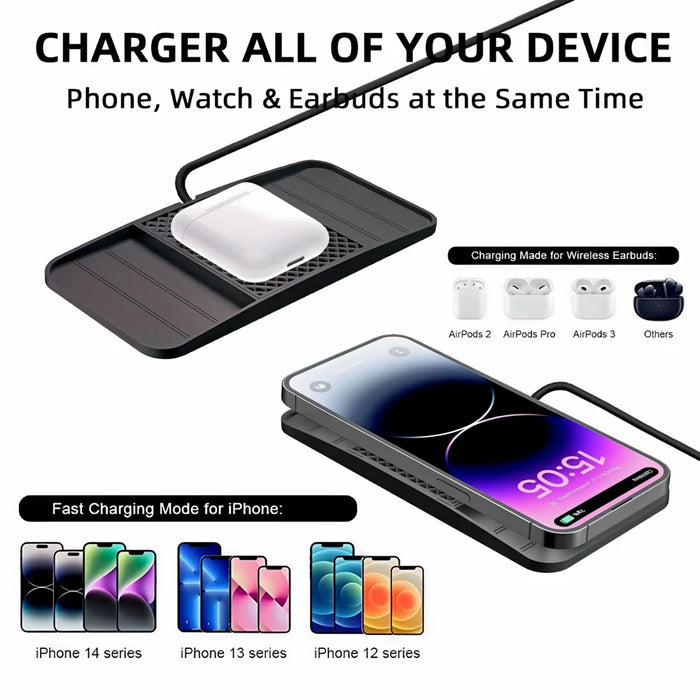 20W Fast Charging Anti-Slip Mat Car Wireless Charger Pad Universal Phone Charger - USB - 6