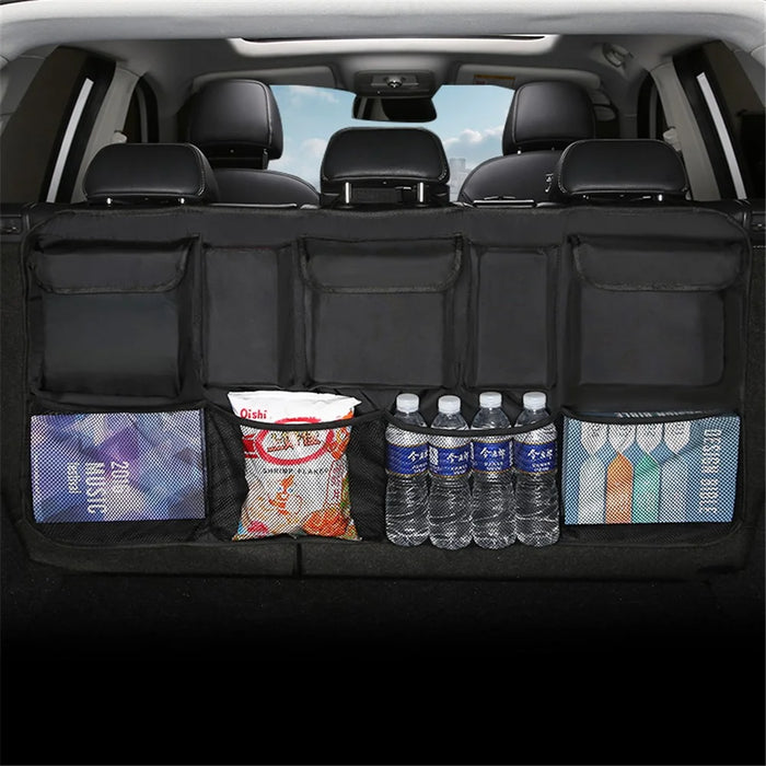 105x52cm Car Rear Seat Back Organizer Auto Trunk Cargo Storage Bag Mesh Pocket - Black - 2