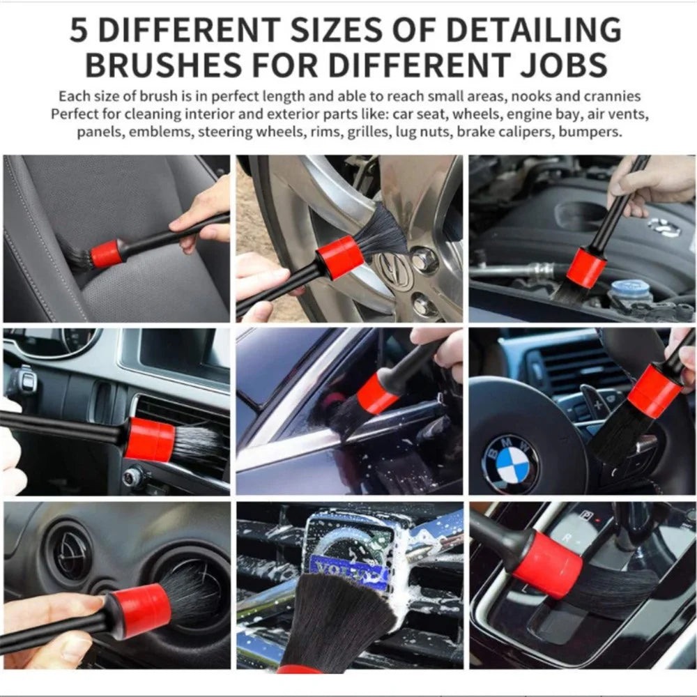 HX2020122117 17pcs Car Wheel Tire Cleaning Brush Kit Long Soft Wheel Brush Microfiber Cloth Dirt Dust Clean Tools Set - 3