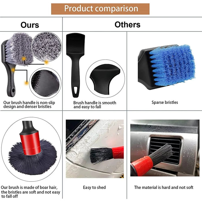 13pcs Car Detailing Cleaning Brushes Car Cleaning Tools Microfiber Towel Automobile Air Vents Wheel Wash Kit - 5