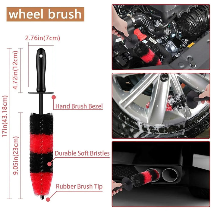 13pcs Car Detailing Cleaning Brushes Car Cleaning Tools Microfiber Towel Automobile Air Vents Wheel Wash Kit - 6