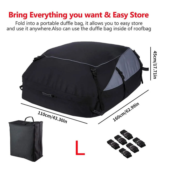 160x110x45cm TJF125222 Car Rooftop Cargo Carrier Bag Waterproof Cargo Roof Bag Rooftop Carrier, Size: L - 6