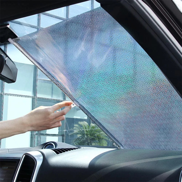40*125cm Car Automatic Heat Insulation Retractable Windshield Window Sunshade Cover Shield Curtain - Silver - 5