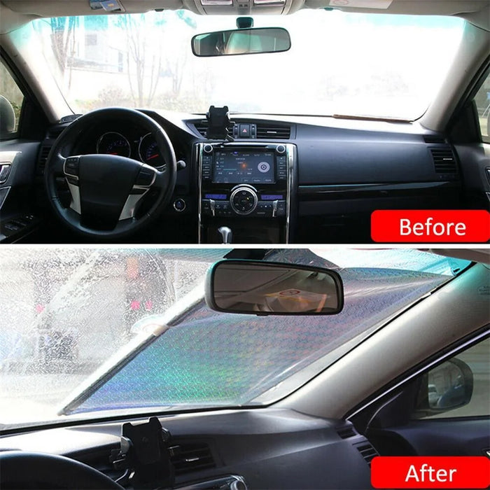 40*125cm Car Automatic Heat Insulation Retractable Windshield Window Sunshade Cover Shield Curtain - Silver - 6
