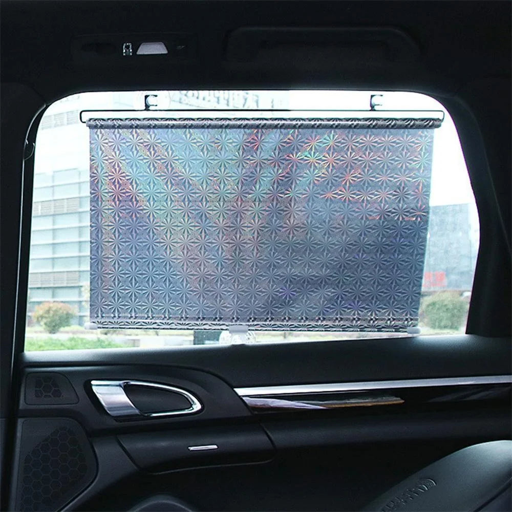 40*60cm Suction Cup Mount Automatic Retractable Sunshade Curtain Anti-UV Protection Truck Windshield Screen - Silver - 2