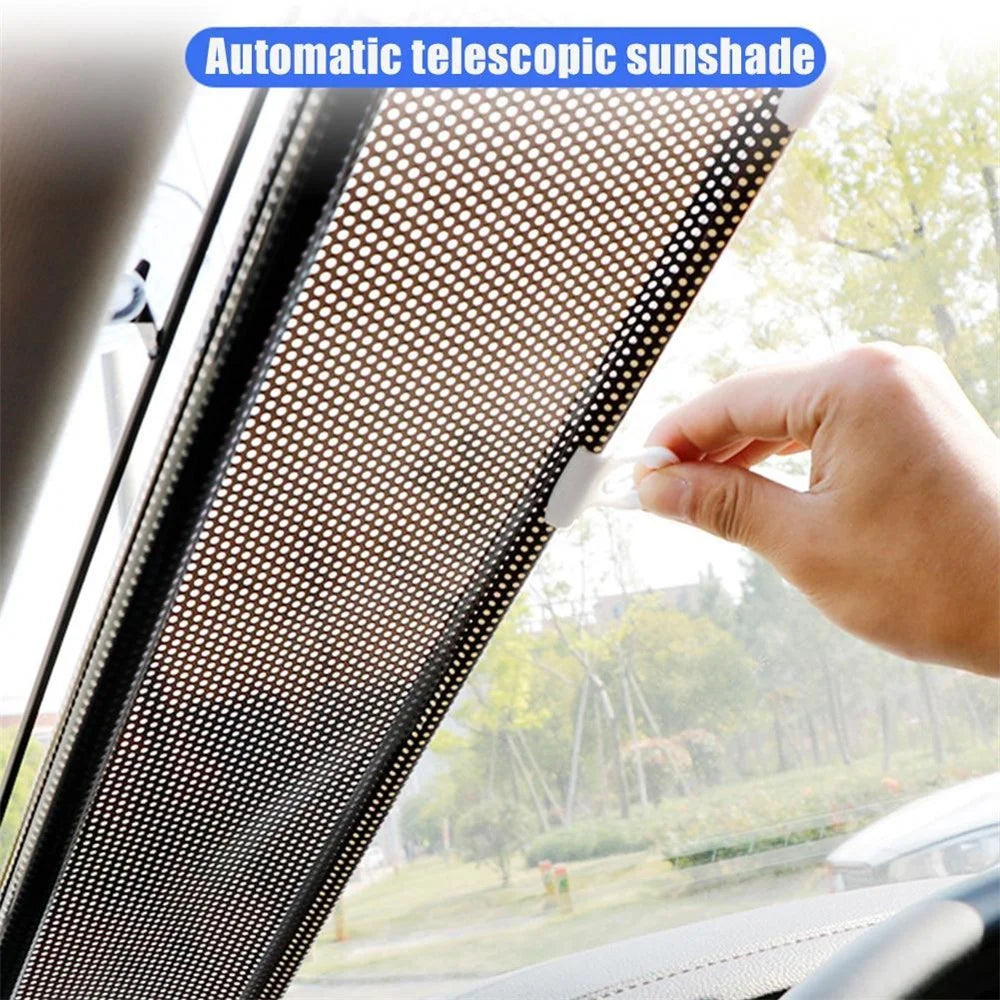 40*60cm Suction Cup Mount Automatic Retractable Sunshade Curtain Anti-UV Protection Truck Windshield Screen - Silver - 3