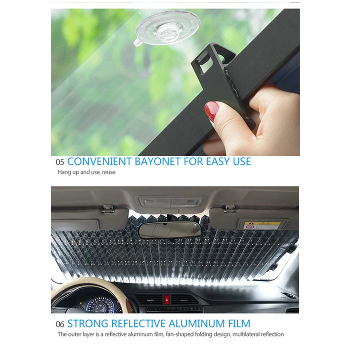 R-8043 70cm Car Front Window Sunshade Cover Retractable Windshield Sun Visor - 5