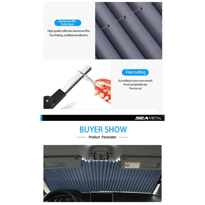 R-8043 70cm Car Front Window Sunshade Cover Retractable Windshield Sun Visor - 7