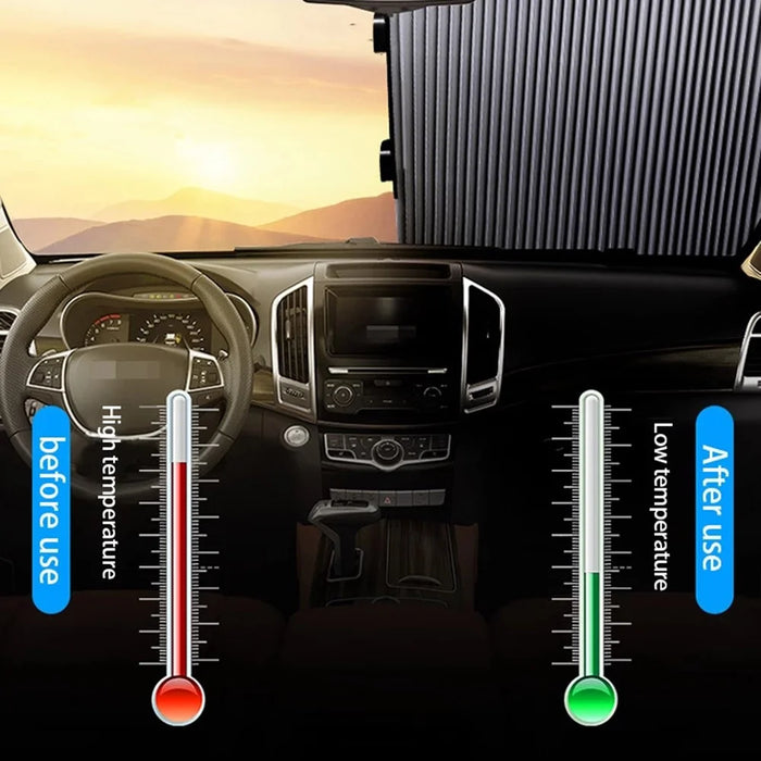 R-8043 65cm Car Front Window Sunshade Cover Retractable Windshield Sun Visor with Suction Cup - 3