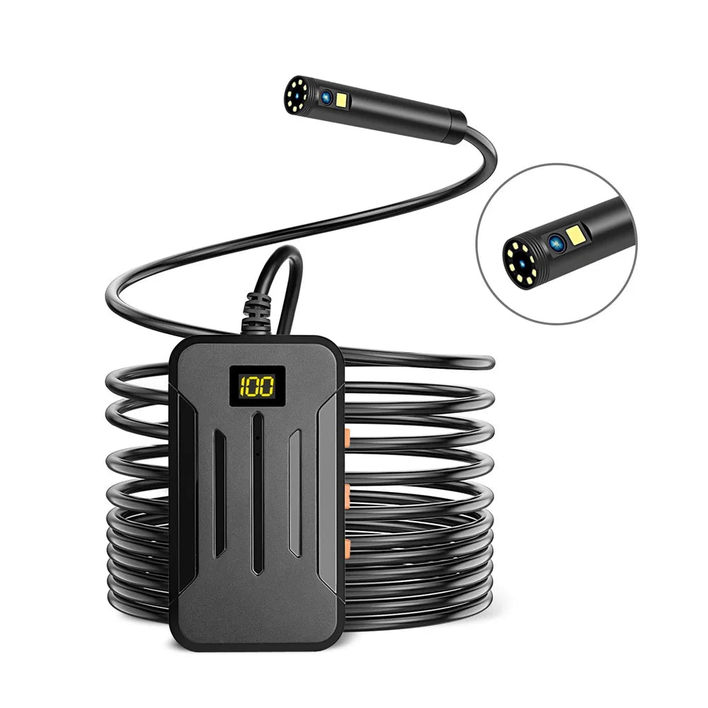 F300 5m Hard Wire 1080P Dual Lens 8mm Probe Industrial Endoscope Camera Dimmable 9-LED WiFi IP68 Waterproof Inspection Tool - 1