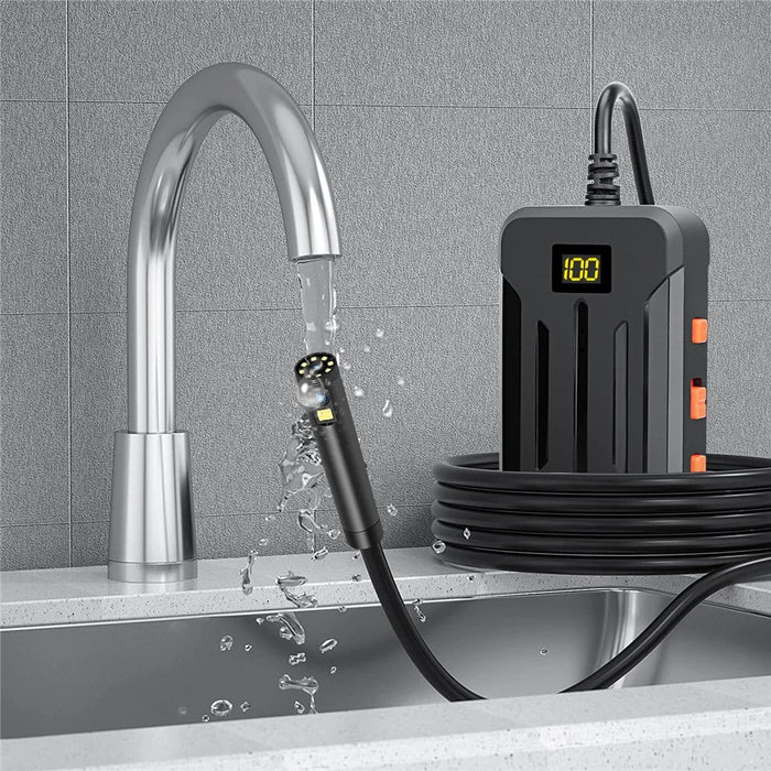 F300 5m Hard Wire 1080P Dual Lens 8mm Probe Industrial Endoscope Camera Dimmable 9-LED WiFi IP68 Waterproof Inspection Tool - 7
