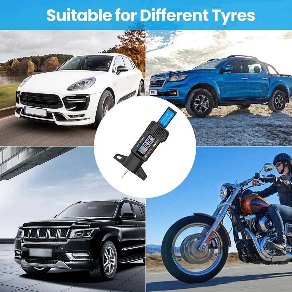 0-25.4mm LCD Display Digital Depth Measurer Gauge Car Tyre Tread Tire Wear Detection Caliper Tool - 4