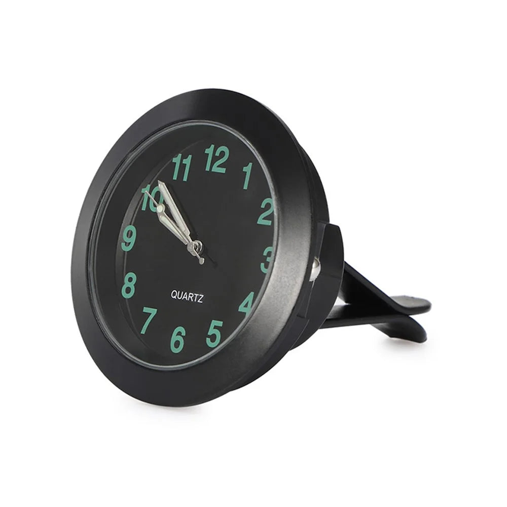 Luminous Mini Car Air Vent Clip-on Round Quartz Clock Car Interior Decoration - Black - 1