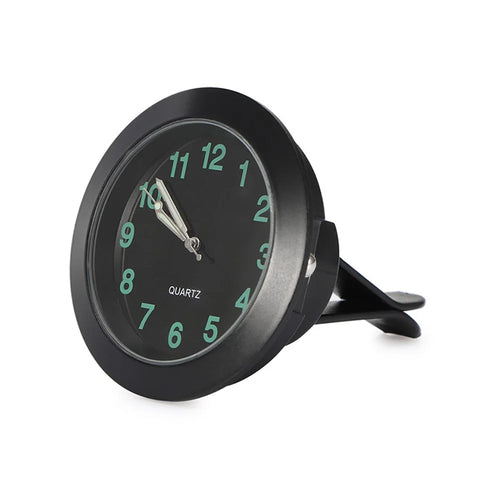 Luminous Mini Car Air Vent Clip-on Round Quartz Clock Car Interior Decoration - Black - 1