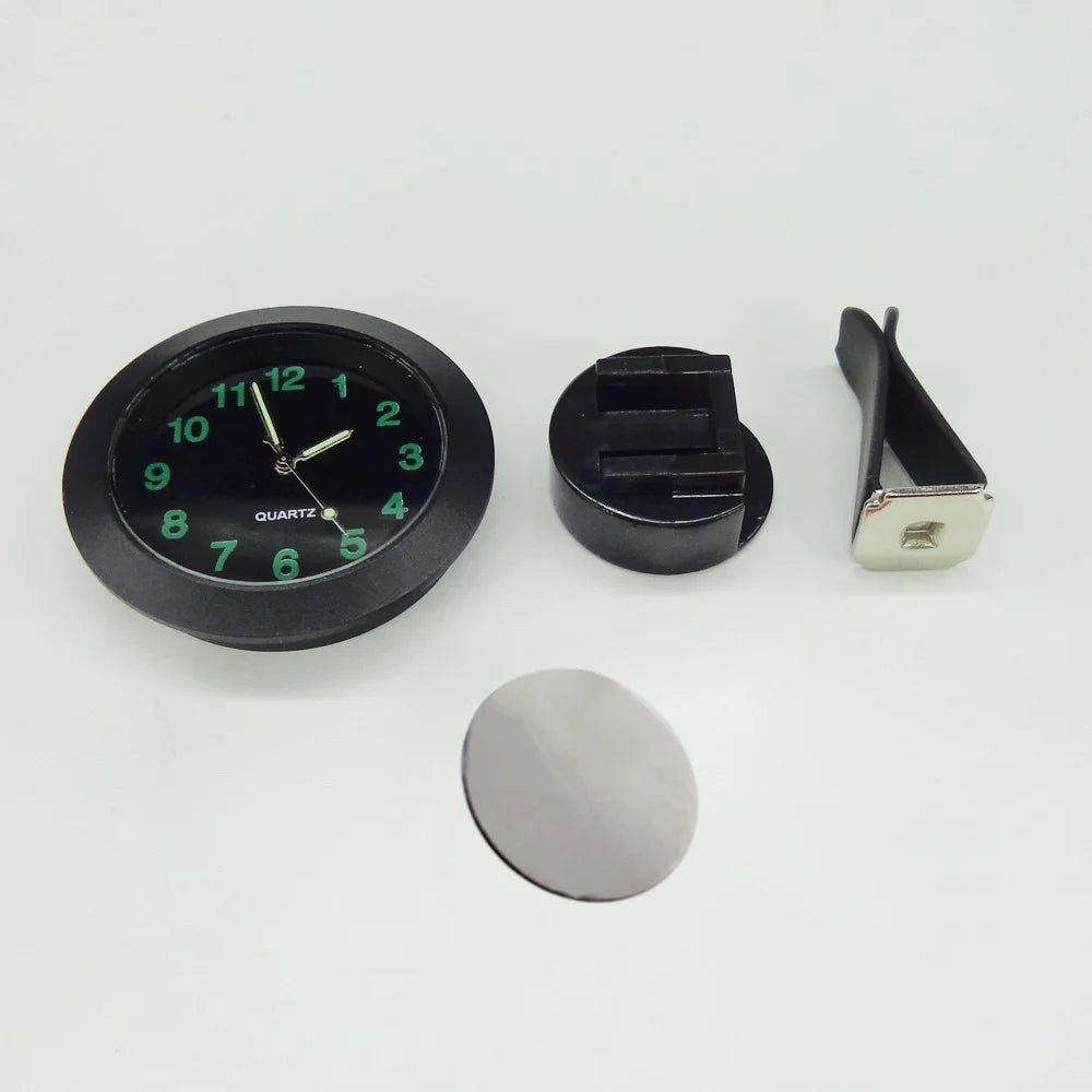 Luminous Mini Car Air Vent Clip-on Round Quartz Clock Car Interior Decoration - Black - 6