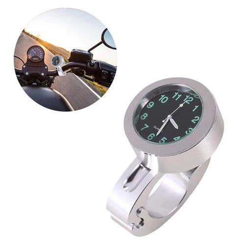 Stylish Waterproof Clock Motorcycle Handlebar Mount Quartz Clock for Harley Davidson Honda Yamaha Kawasaki - Silver - 1