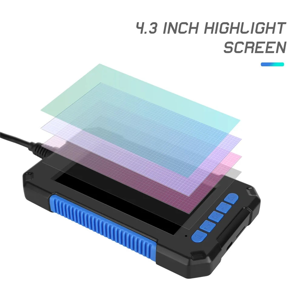 P40 2m Hard Wire 4.3 inch Screen Industrial Endoscope 5.5mm HD 1080P Rechargeable Waterproof Inspection Camera with 6 LEDs - Blue - 3