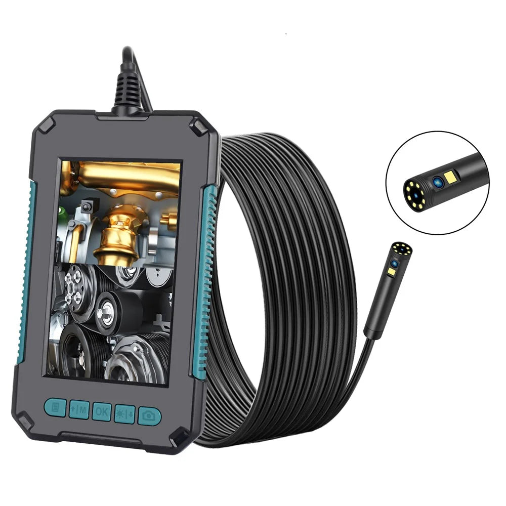 P40 10m Hard Wire 4.3 inch Screen HD 1080P Dual Camera Industrial Endoscope 9-LED Rechargeable IP68 Waterproof Inspection Camera - Blackish Green - 1