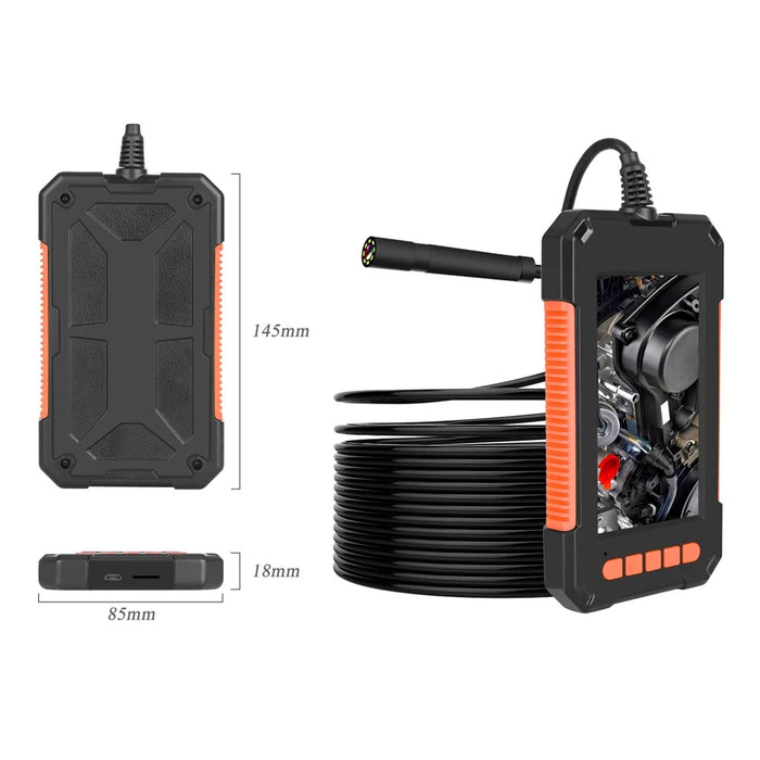 P40 5m Hard Wire 4.3 inch Screen 8mm HD 1080P Hand-held Industrial Endoscope Borescope Rechargeable Waterproof 8-LED Inspection Camera - Orange - 2