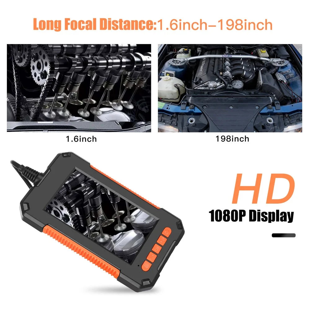 P40 10m Hard Wire 4.3 inch Screen Rechargeable 1080P 8mm Lens Industrial Endoscope Waterproof 8-LED Inspection Camera Borescope - Orange - 7