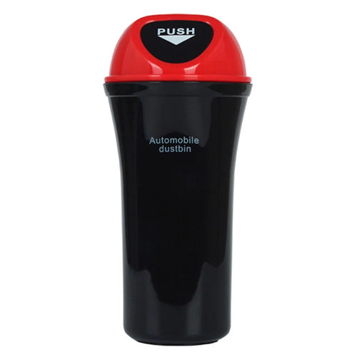 Mini Car Trash Can Push Lid Design Garbage Holder Vehicle Door Cup Holder Seat Back Plastic Trash Bin Dustbin - Red - 1