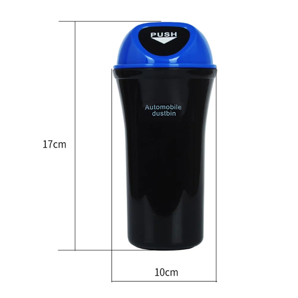 Mini Car Trash Can Push Lid Design Garbage Holder Vehicle Door Cup Holder Seat Back Plastic Trash Bin Dustbin - Red - 6
