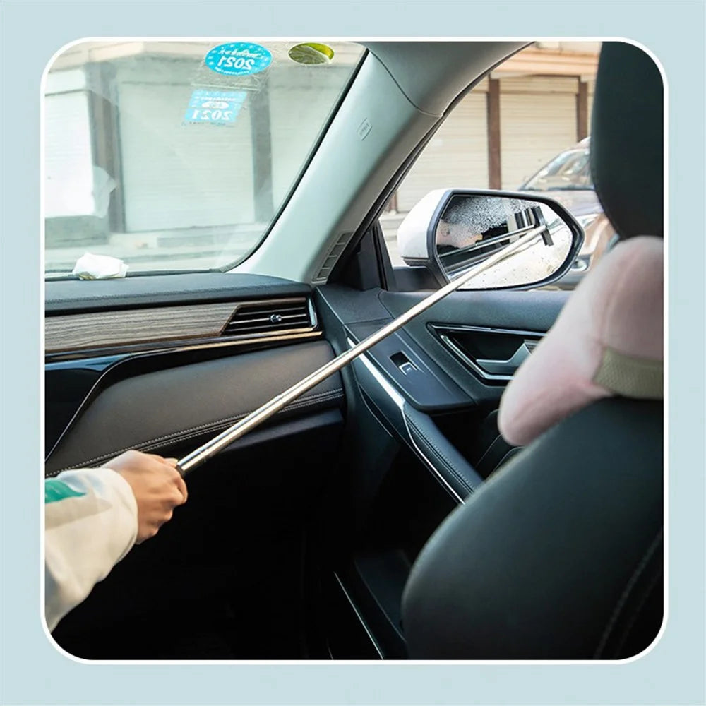 Portable Retractable Car Rearview Mirror Wiper Quick Water Mist Removal Vehicle Rearview Mirror Glass Cleaning Tool - Black - 2