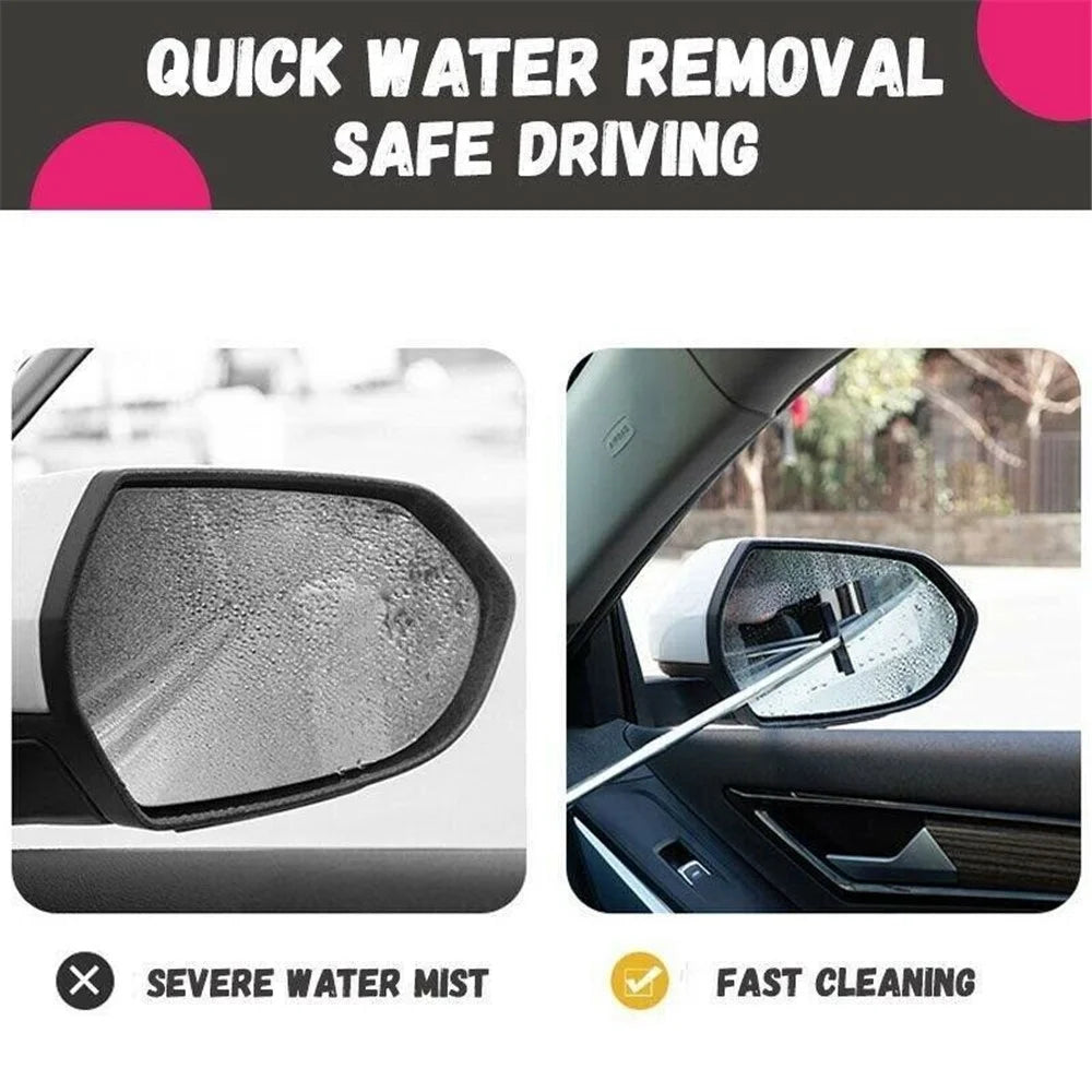 Portable Retractable Car Rearview Mirror Wiper Quick Water Mist Removal Vehicle Rearview Mirror Glass Cleaning Tool - Black - 4