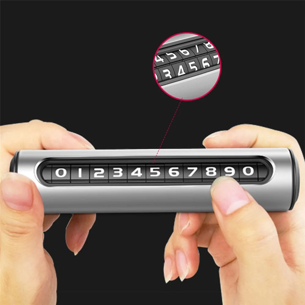 Aluminum Alloy Hidden Car Stop Sign Phone Number Plate Temporary Parking Card - Champagne Gold - 5