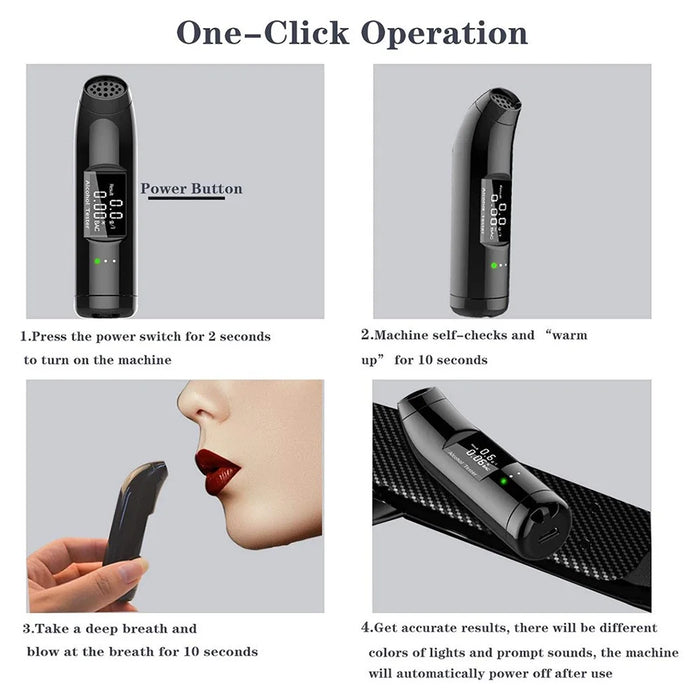 S1216 Portable Breath Blowing Alcohol Tester Detector Non-contact Rechargeable Drunk Driving Breathalyzer - 5