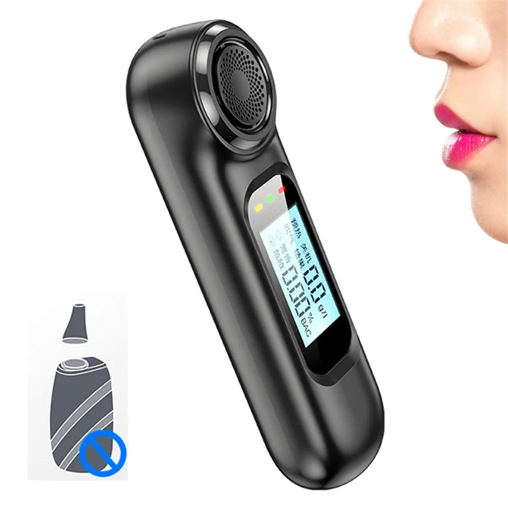 AM01 High Precision LCD Screen Breath Blowing Alcohol Concentration Tester USB Charging Non-contact Drunk Driving Breathalyzer Detector - 1
