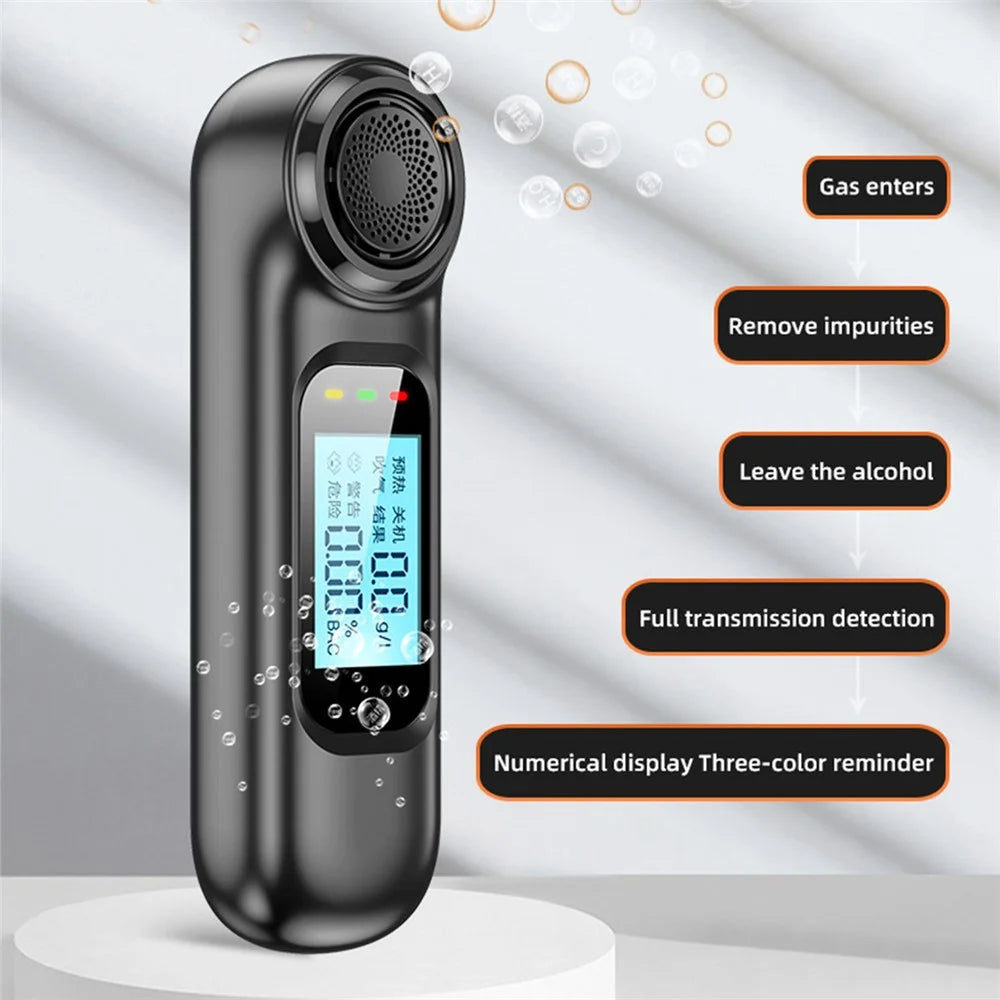 AM01 High Precision LCD Screen Breath Blowing Alcohol Concentration Tester USB Charging Non-contact Drunk Driving Breathalyzer Detector - 3