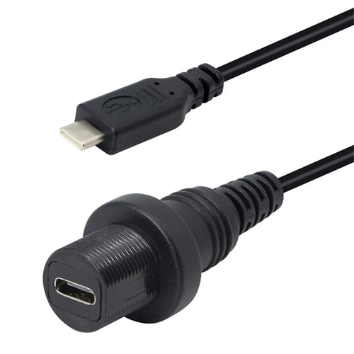 1m PC Extension Cable USB C 2.0 Male to Female Adaptor Cord Dashboard Data Cable for Desktop Computer Support Charging Data Sync - Black - 1