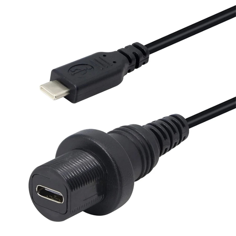 1m PC Extension Cable USB C 2.0 Male to Female Adaptor Cord Dashboard Data Cable for Desktop Computer Support Charging Data Sync - Black - 1