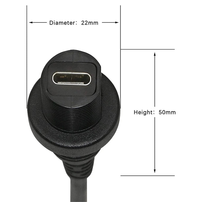 1m PC Extension Cable USB C 2.0 Male to Female Adaptor Cord Dashboard Data Cable for Desktop Computer Support Charging Data Sync - Black - 3