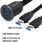 1m Metal Case Dual USB 3.0 Extension Cable Waterproof Car Dashboard Data Cable Mount Panel with LED for Ship/Motorbike/Car Dashboard - Black - 4