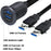 2m Metal Case Dual USB 3.0 Extension Cable USB Male to USB Female Transfer Cord Waterproof Car Dashboard Data Cable Mount with LED for Ship/Motorbike/Car Dashboard - Black - 4