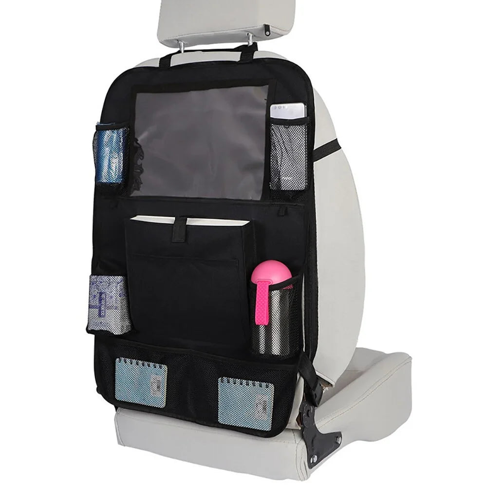 Car Back Seat Multi-Pocket Phone Tablet PC Holder Pouch Hanging Storage Bag Organizer - Black S - 1