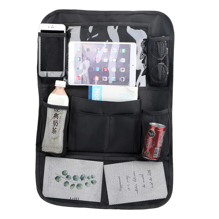 Car Back Seat Multi-Pocket Phone Tablet PC Holder Pouch Hanging Storage Bag Organizer - Black S - 2
