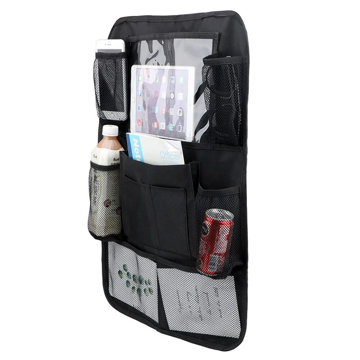 Car Back Seat Multi-Pocket Phone Tablet PC Holder Pouch Hanging Storage Bag Organizer - Black S - 7