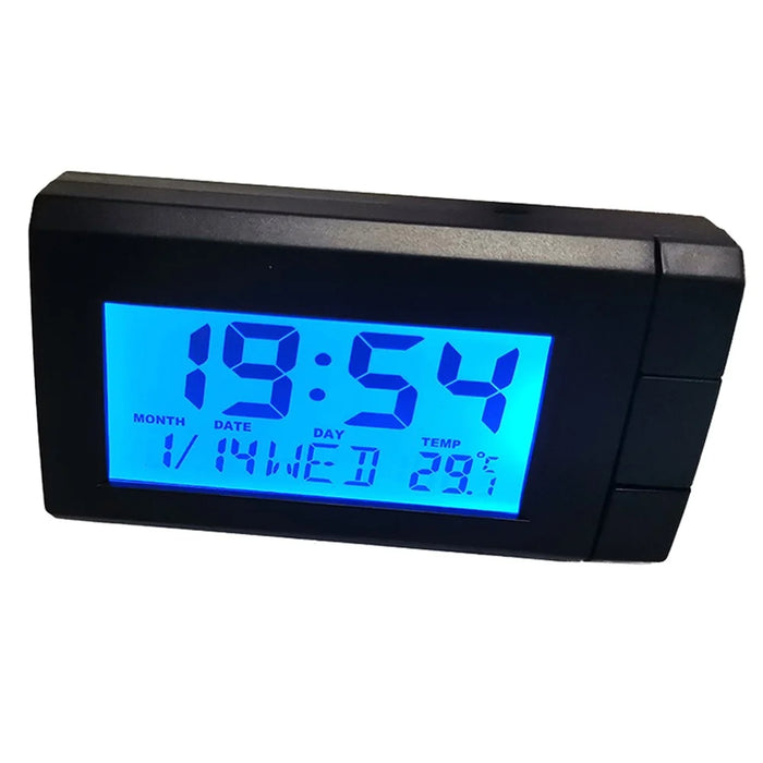 2-in-1 Blue Backlight Car LCD Digital Clock Temperature Display Thermometer Electronic Clock Car Ornament - 4