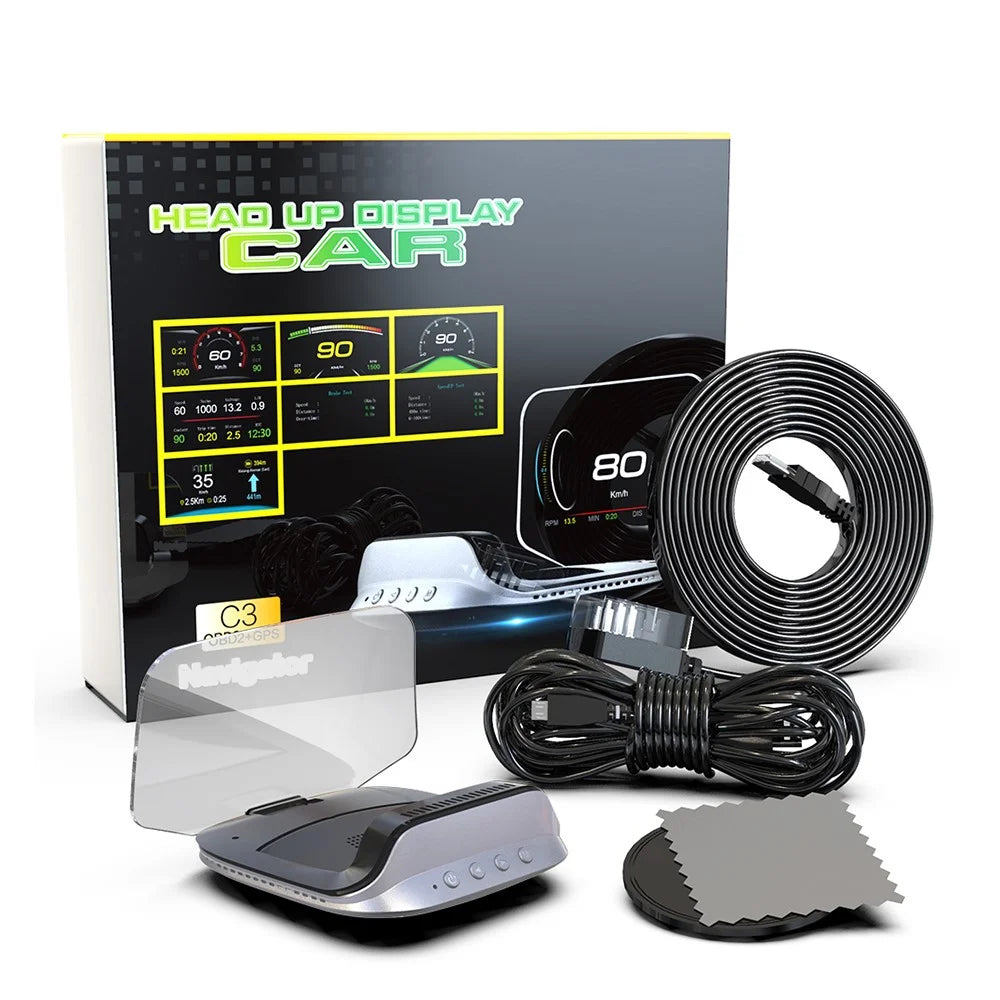 C3 OBD HUD Auto Projector GPS Navigation Speedometer Head Up Display Car Electronic Accessories - 1