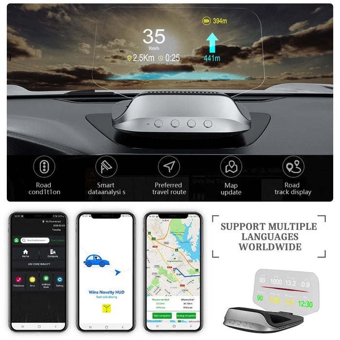 C3 OBD HUD Auto Projector GPS Navigation Speedometer Head Up Display Car Electronic Accessories - 7
