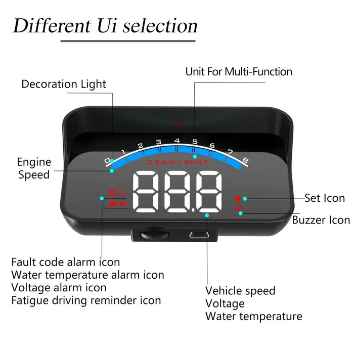 M6S Multifunctional 3.5 Inch Screen Head Up Display Car Electronic HUD Windshield Projector Overspeed Security Alarm - 6