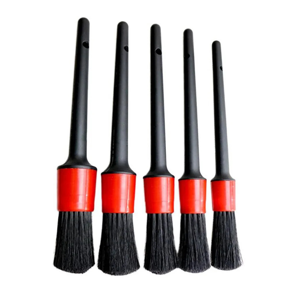 5 Different Sizes Detailing Brush Mixed Fiber Plastic Handle Automotive Brushes Set for Cleaning Wheels Engine Interior Air Vents Car Motorcycle - 1