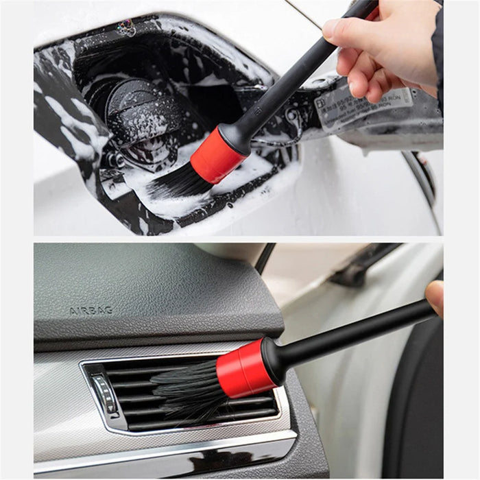 5 Different Sizes Detailing Brush Mixed Fiber Plastic Handle Automotive Brushes Set for Cleaning Wheels Engine Interior Air Vents Car Motorcycle - 2