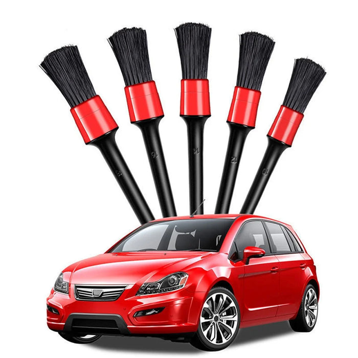 5 Different Sizes Detailing Brush Mixed Fiber Plastic Handle Automotive Brushes Set for Cleaning Wheels Engine Interior Air Vents Car Motorcycle - 3