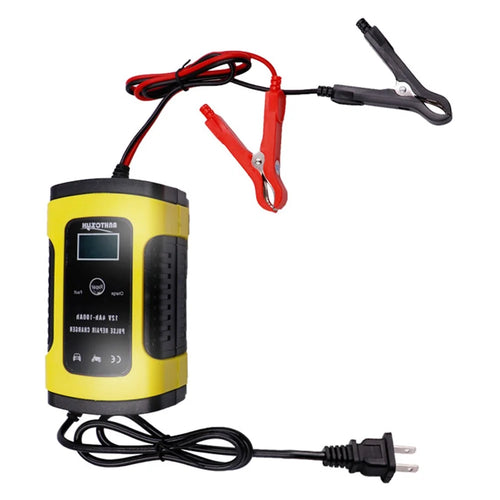 12V Battery Charger All-Intelligent Universal Battery Maintainer Repair Lead-Acid Battery Charger with Digital Display for Motorcycle Cars - US Plug - 1