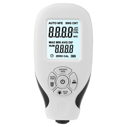 HW-300 Paint Thickness Gauge Car Coating Thickness Meter Paint Film Thickness Measurement Dry Film Digital Meter Gauge Check with LCD Display - White - 1